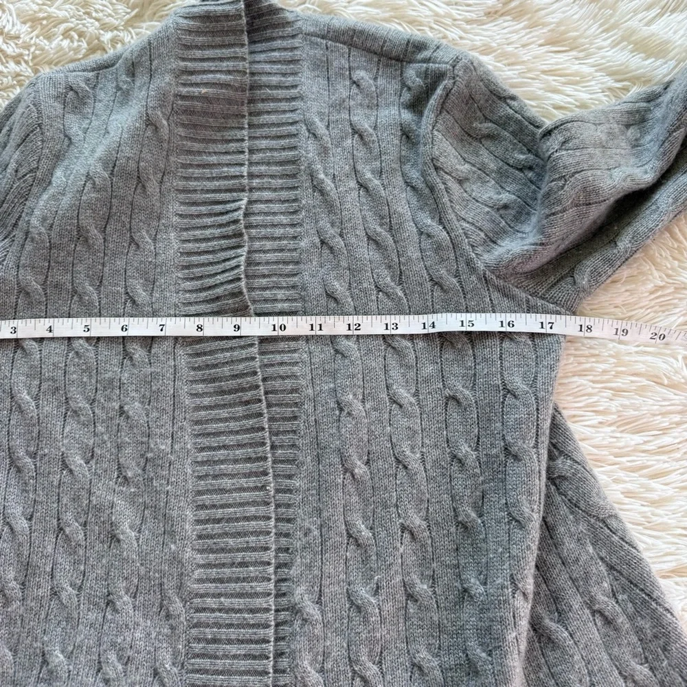 Ralph Lauren 100% Cashmere Grey Cable Knit Open Cardigan Size Medium - Picture 6 of 10